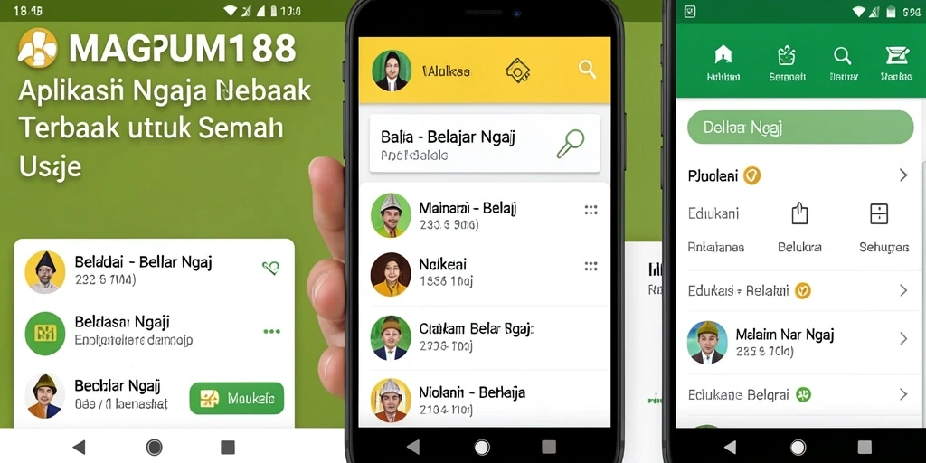 Tampilan antarmuka aplikasi MAGNUM188 yang menarik untuk belajar mengaji.