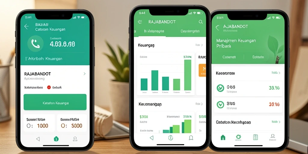Antarmuka utama RAJABANDOT yang menampilkan fitur Catatan Keuangan.