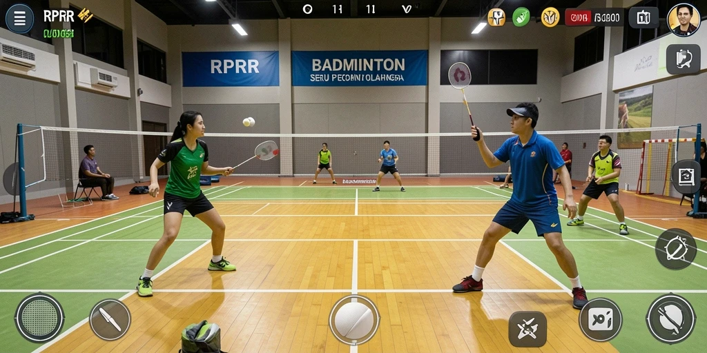 Tampilan antarmuka RPRR saat bermain badminton yang seru.
