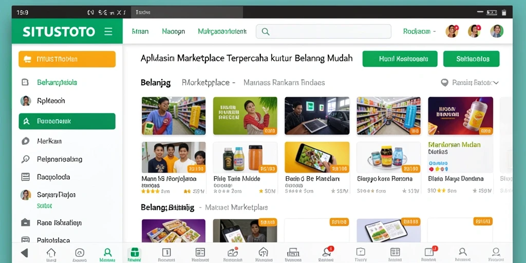 Screenshot antarmuka aplikasi SITUSTOTO menampilkan berbagai kategori belanja dengan mudah.