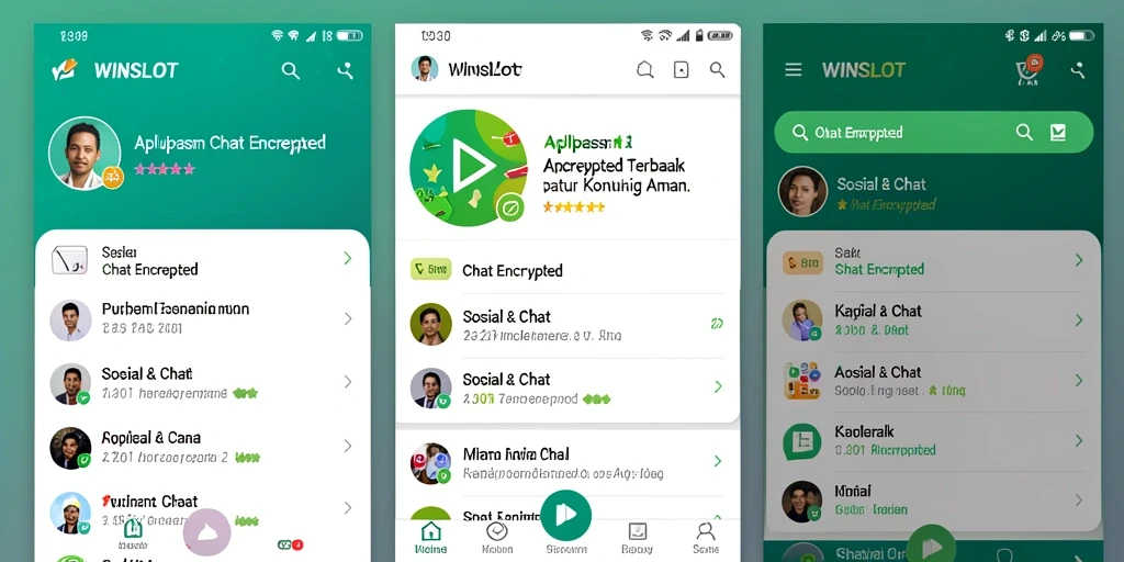 Tampilan antarmuka utama aplikasi WINSLOT dengan fitur Chat Encrypted.