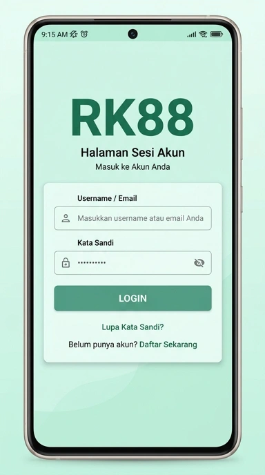 Tampilan halaman login rk88