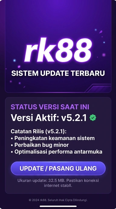 Tampilan riwayat versi rk88